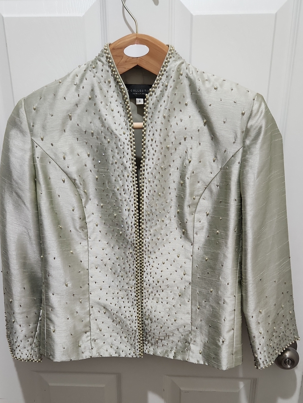 Embellished Light Moss Green Evening Jacket